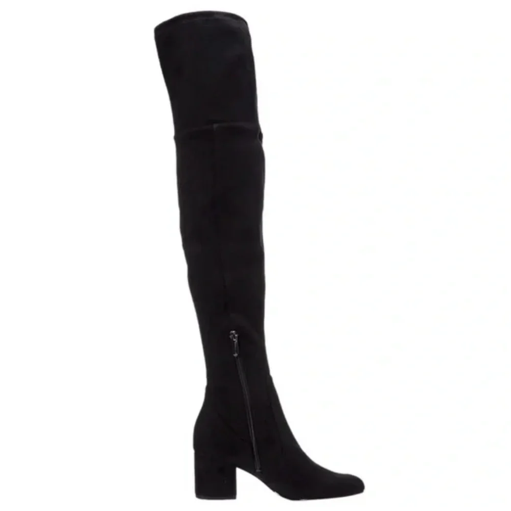 Sam Edelman Varona Black Suede Over the‎ Knee Block Heel Thigh High Boots Size 9